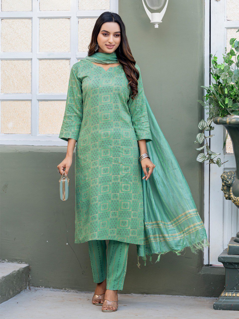 Fully Stitched Rayon Kurti Pant Dupatta Set