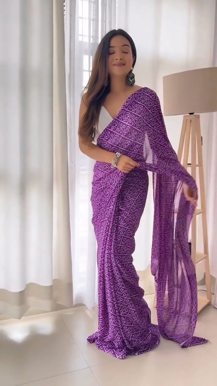 Blue Aura Ready-to-Wear Georgette Printed Saree