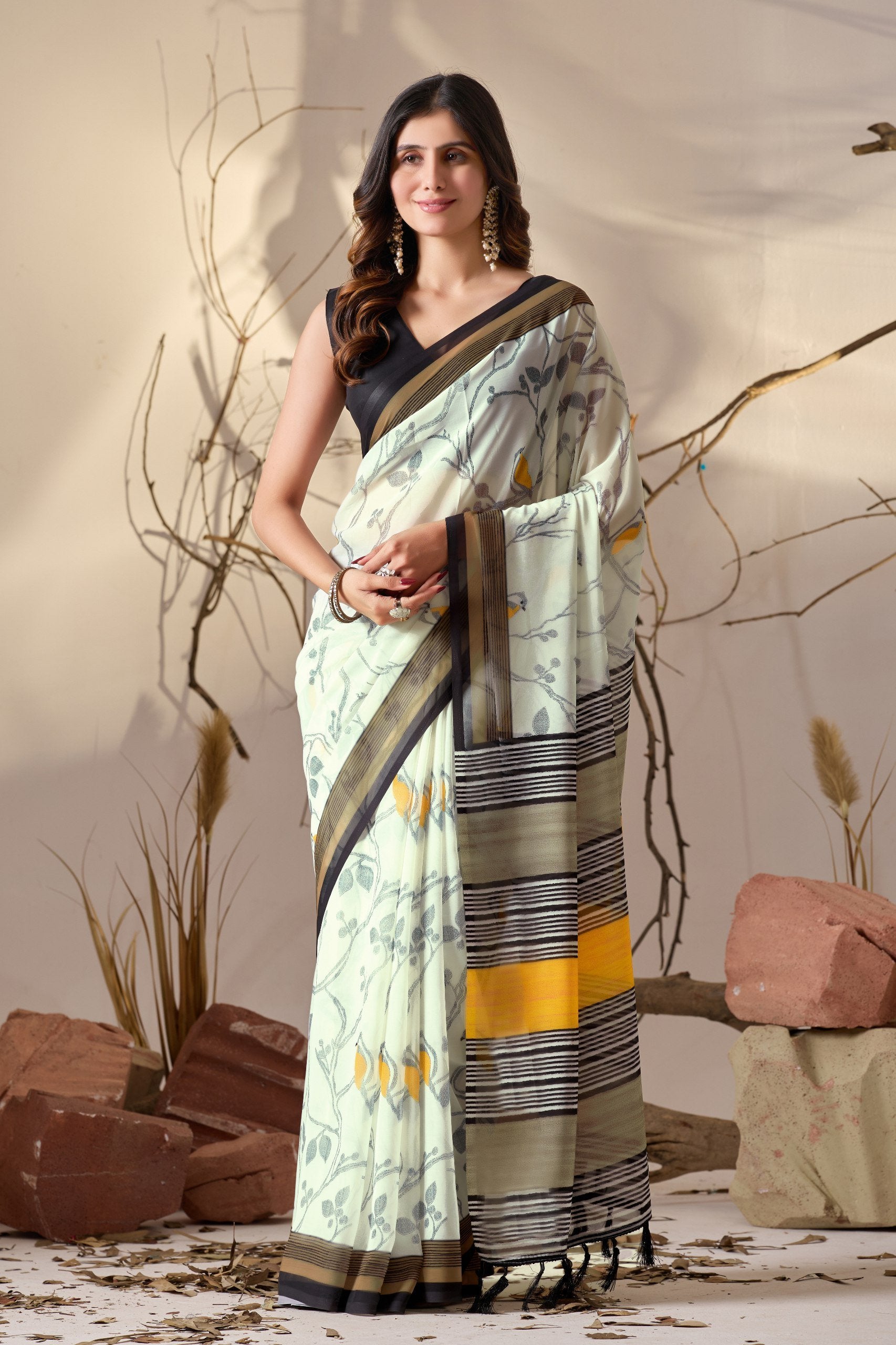 “Nature Muse Soft Georgette Digital Print Saree”