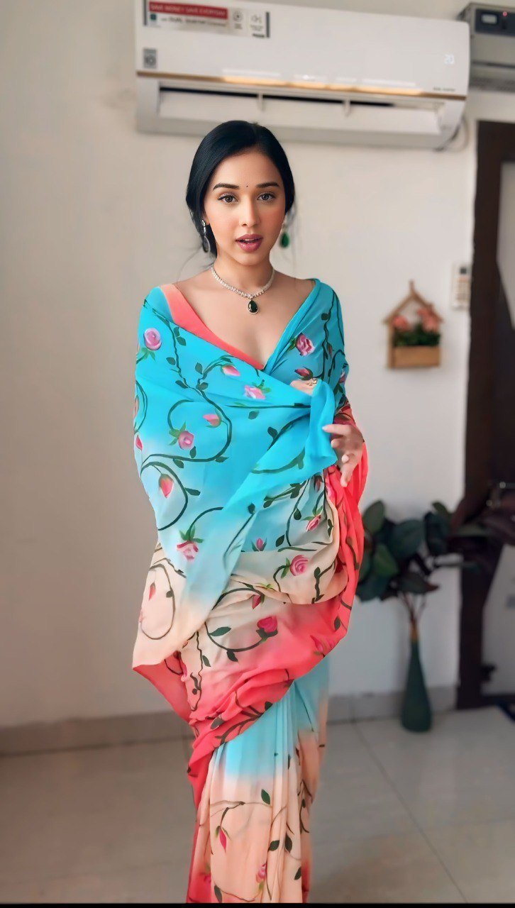 Multicolor Magic Georgette Ready-to-Wear Saree