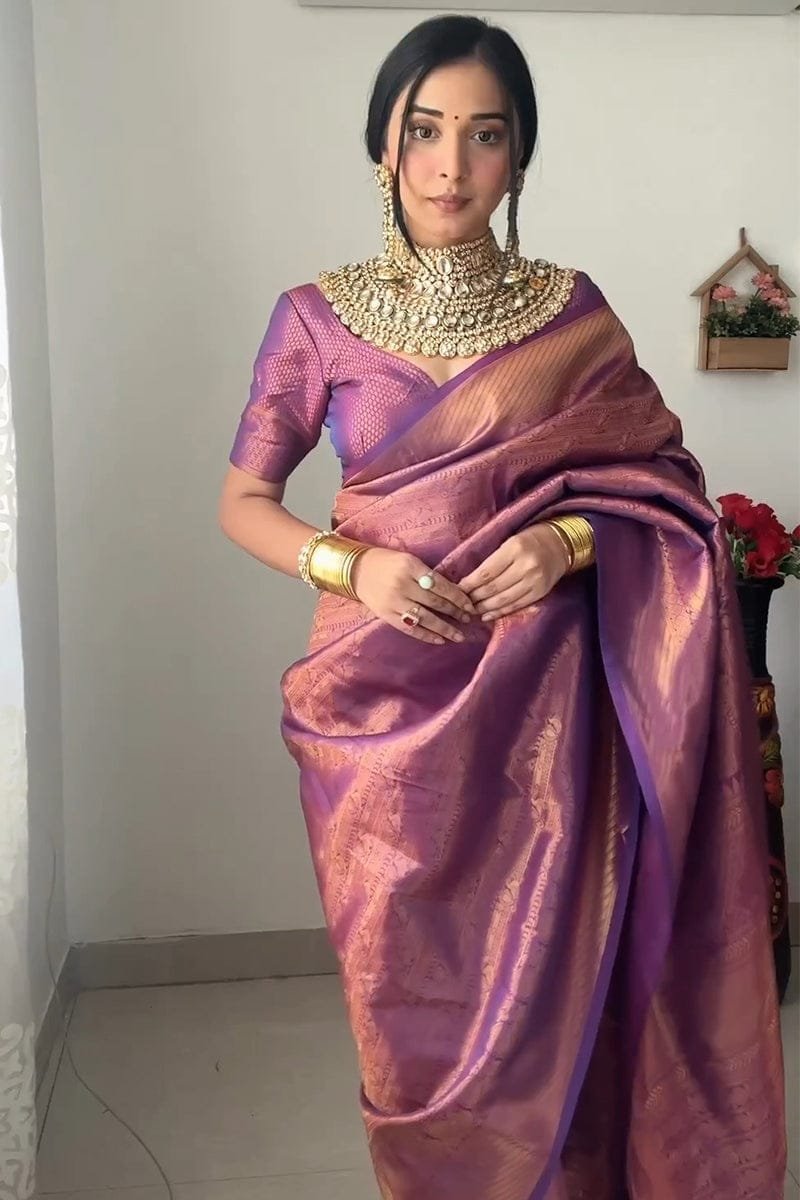 Royal Purple Kanjivaram Silk Handloom Saree