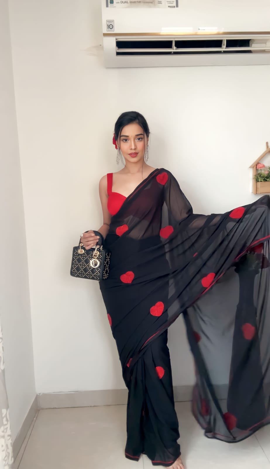 Black Royal Georgette Embroidered Saree
