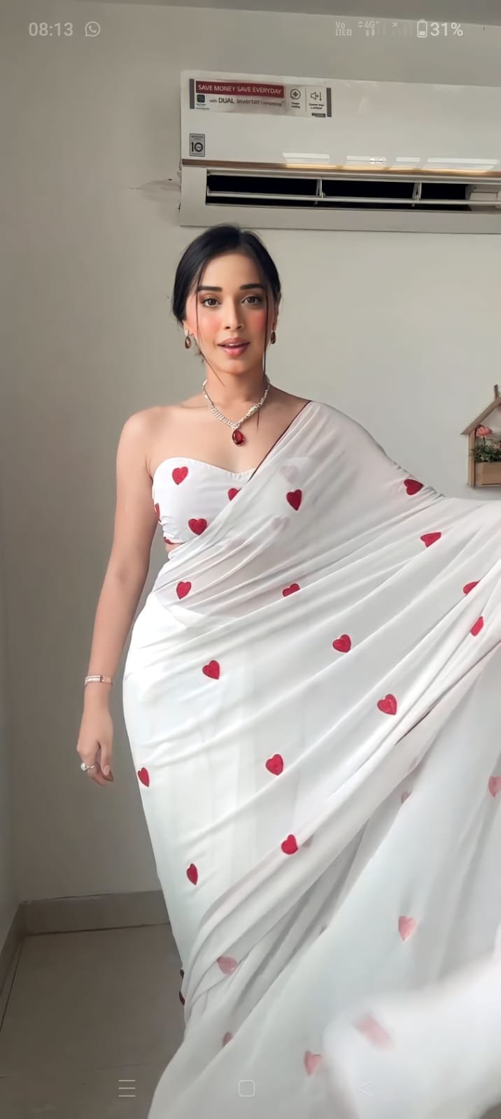 White Serenity Georgette Embroidered Saree