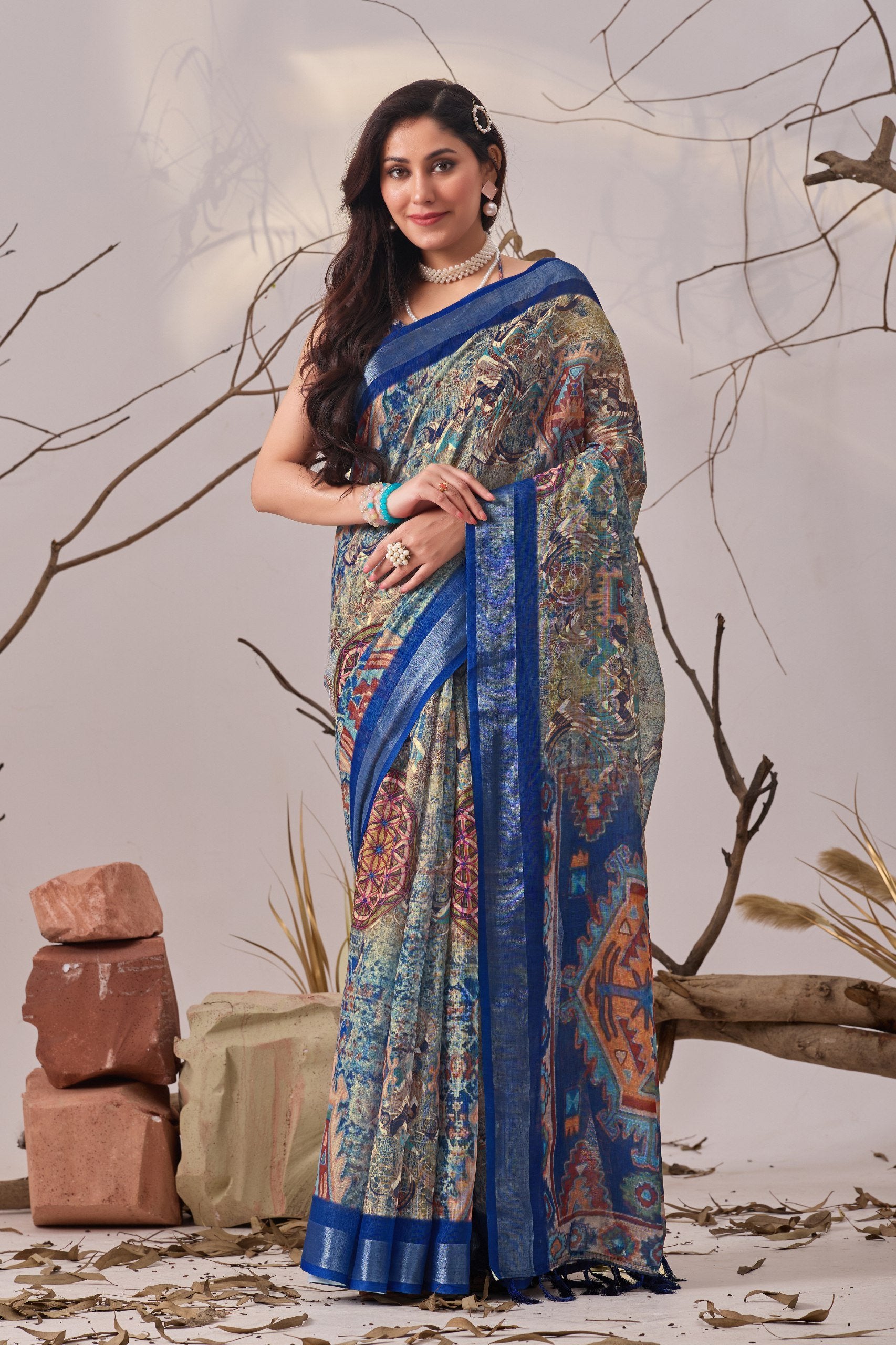 Exquisite Patola Elegance Linen Cotton Saree