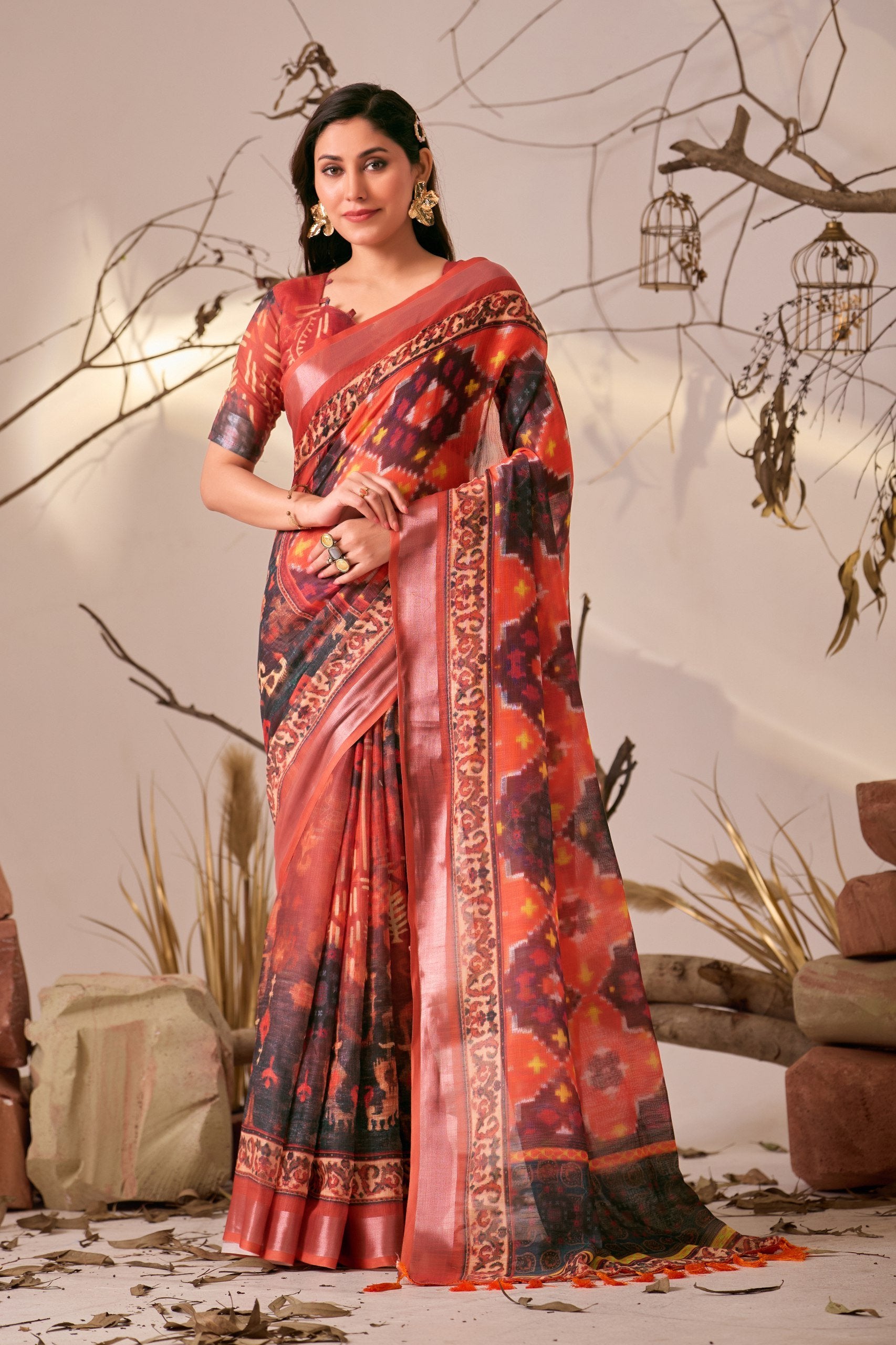 Premium Ikat Elegance in Linen Cotton