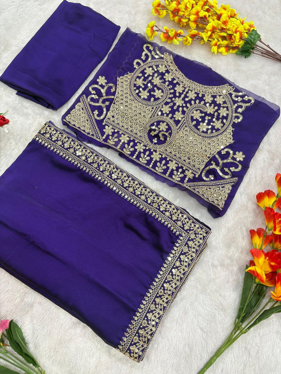 Premium Rangoli Silk Coding & Sequins Work Saree