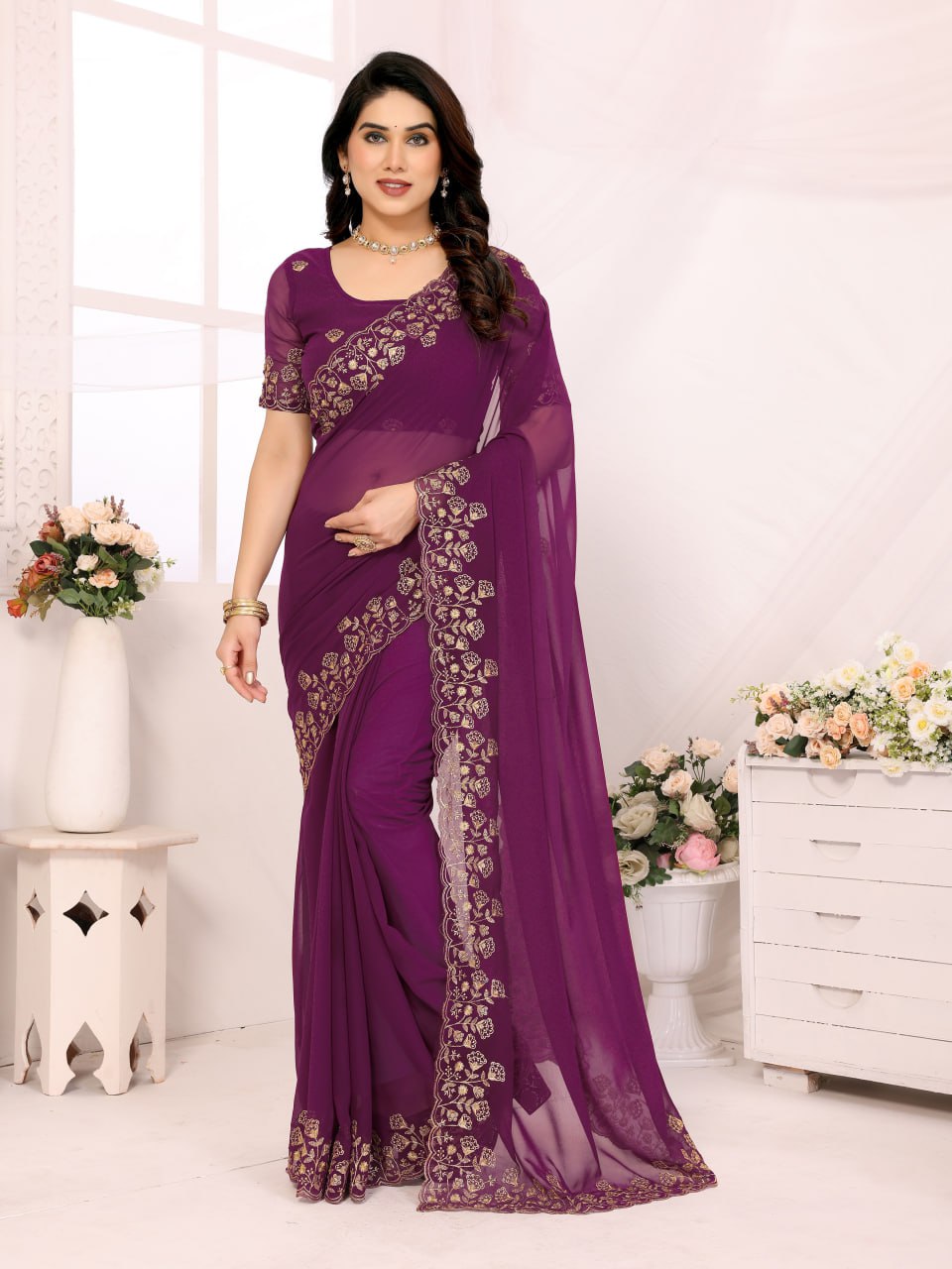 Elegant Georgette Saree with Matching Blouse