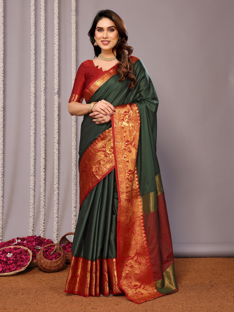 Banarasi Soft Silk Saree with Rich Zari Motifs