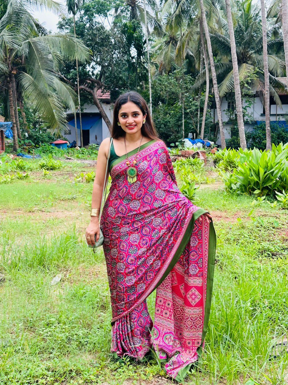 Ready to Wear Crepe Silk Printed Saree with Silk Blouse