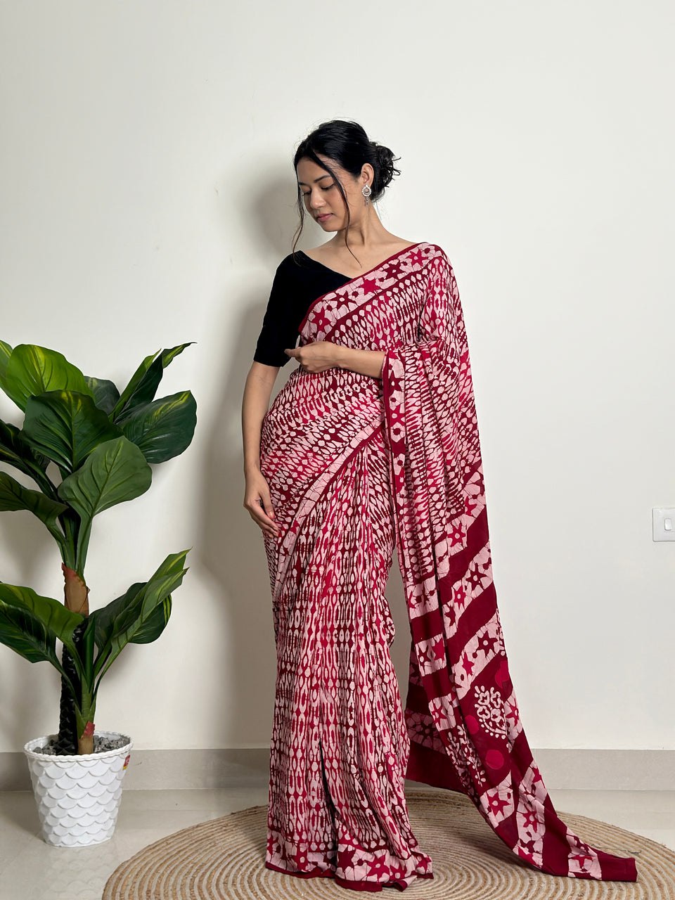 Ready To Wear Mul Cotton Printed Saree with Pocket
