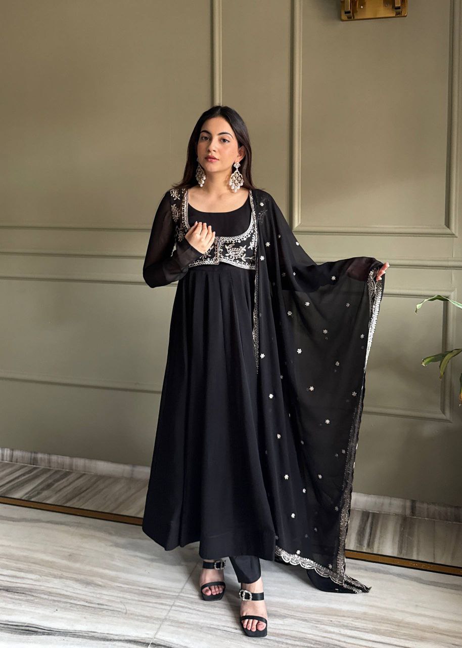 Designer Heavy Fox Georgette Anarkali Gown Set