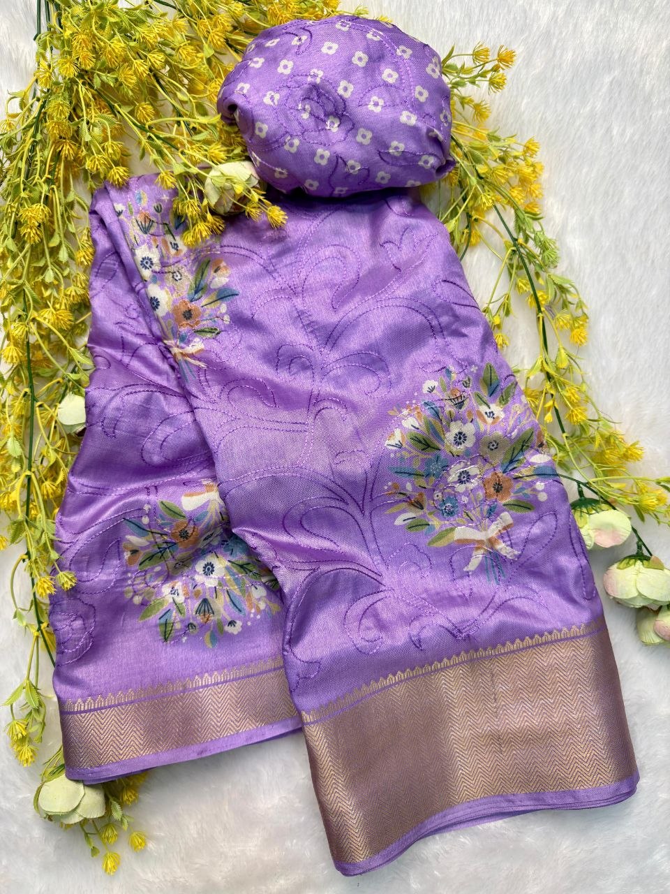 legant Embroidery Work Saree