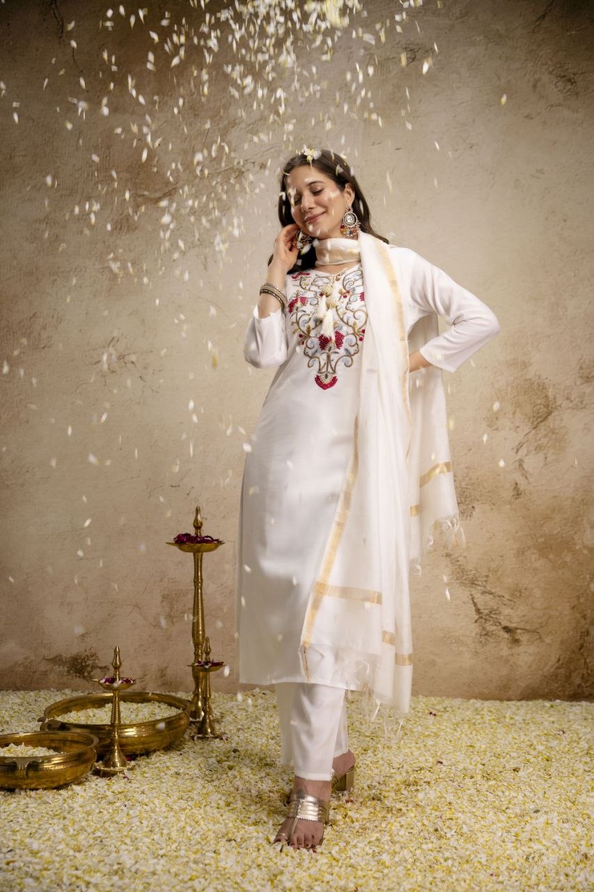 Pure Viscose Chanderi Kurta Set with Bhagalpuri Dupatta