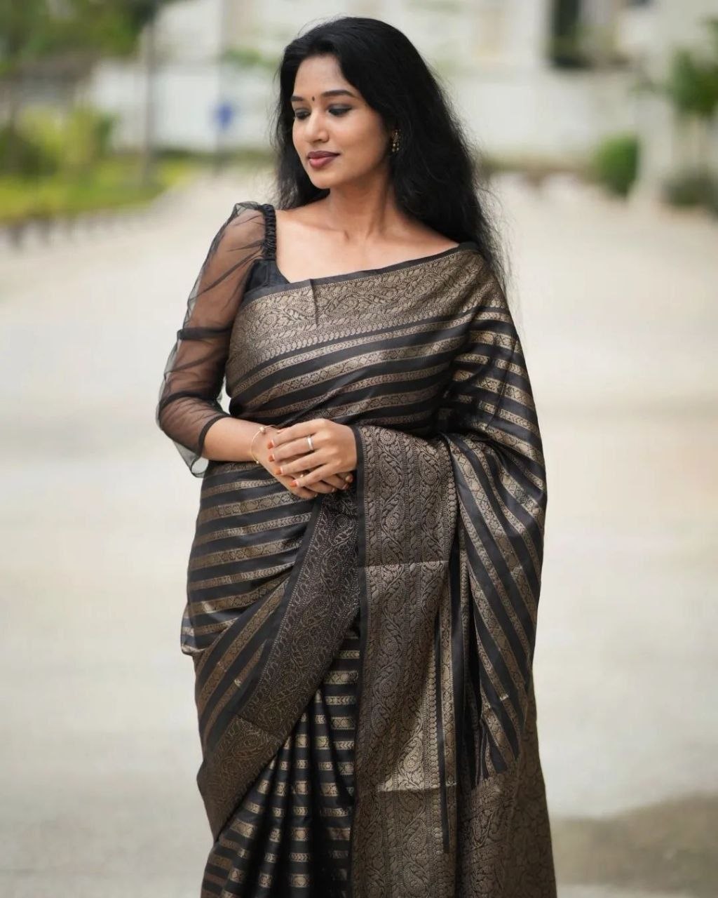 Banarasi Soft Lichi Silk Saree with Rich Pallu & Jacquard Work