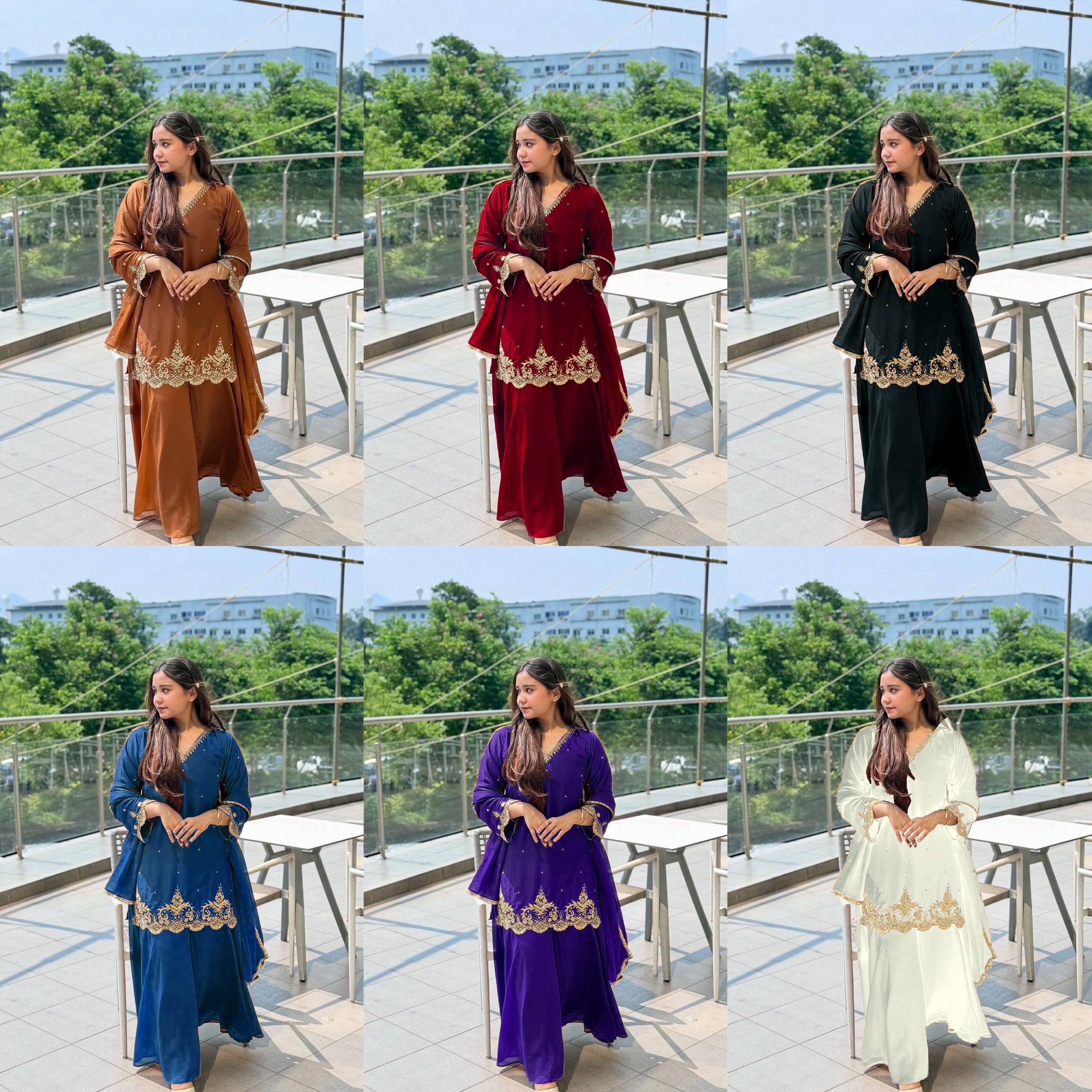 New Designer Party Wear Top Palazzo Set with Fancy Dupatta