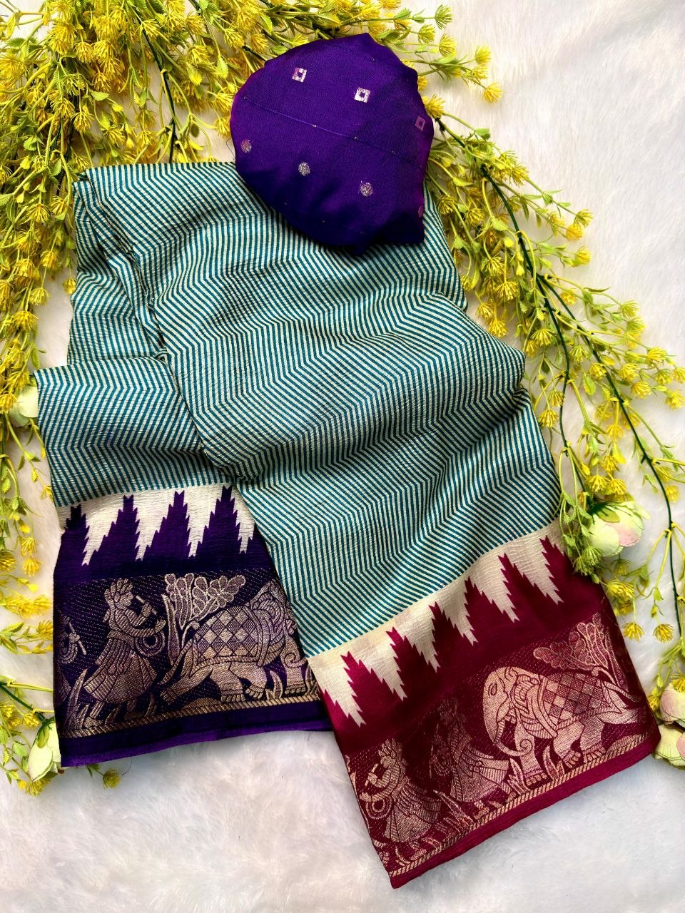 Dola Crushed Silk Saree with Designer Border