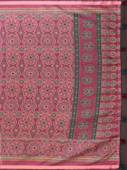 Rosewood Elegance Chanderi Saree with Ethnic
