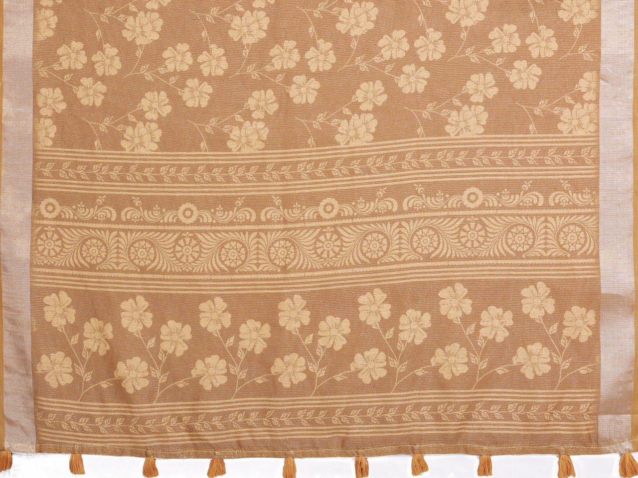 Golden Floral Woven Saree