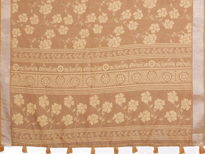 Golden Floral Woven Saree