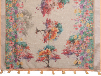 Beige Multicolor Floral Printed Saree