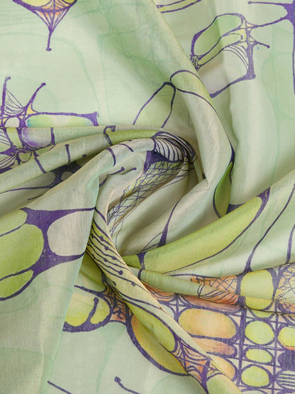 Light Green Abstract Printed Saree