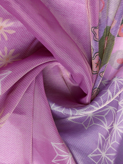 Lavender Multicolor Floral Printed Saree