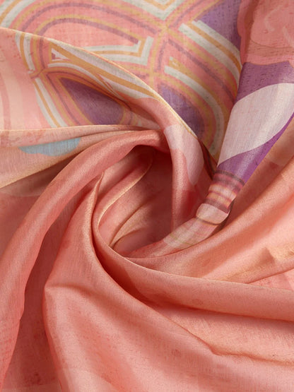 Coral & Lavender Abstract Erode Anmol Silk Saree
