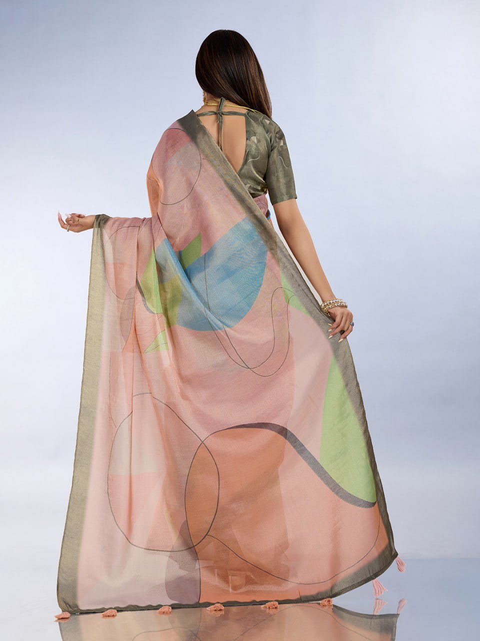Subtle Pastel Geometric Erode Anmol Silk Saree