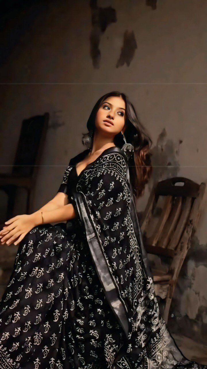 Black Mist Pre-Stitched Cotton Saree