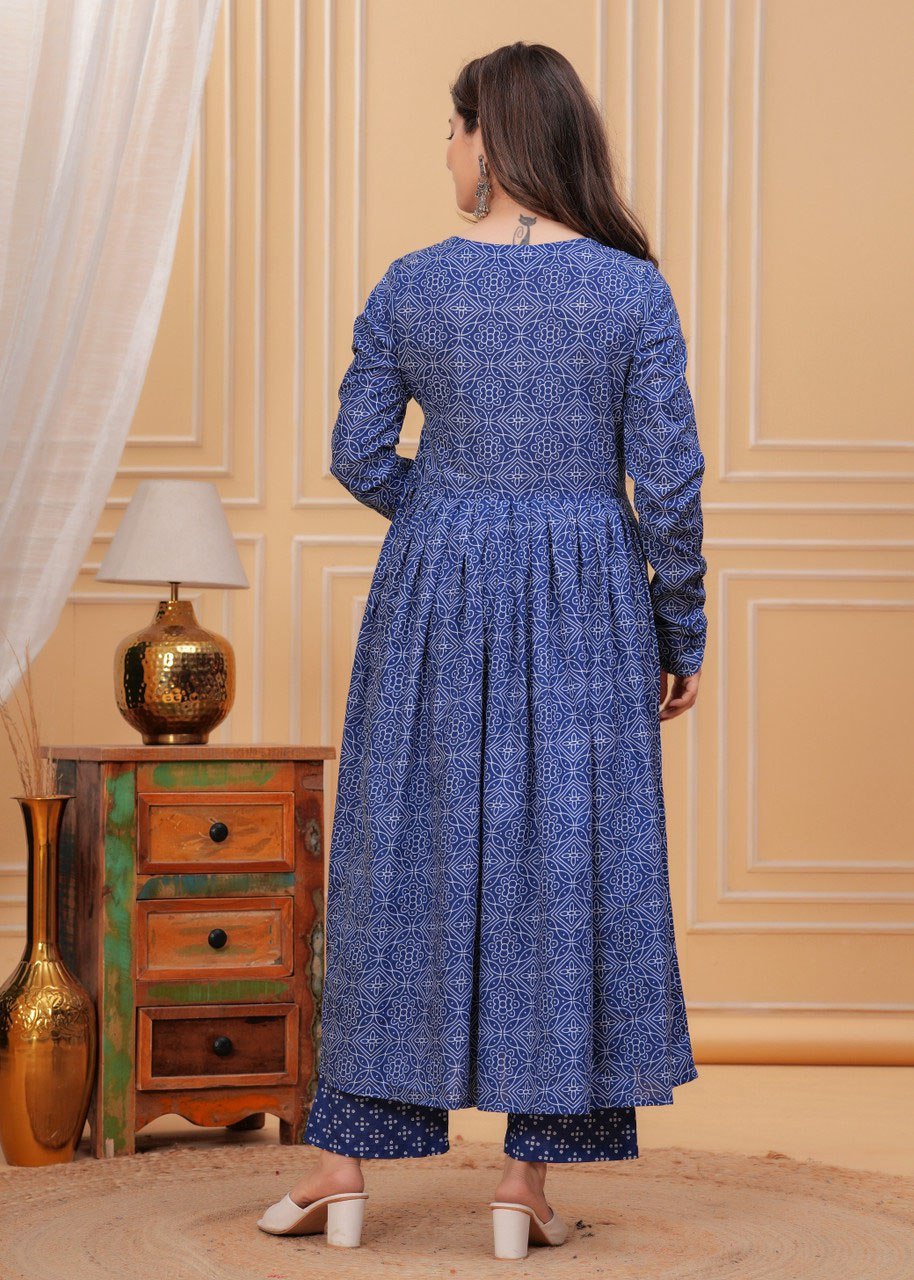 “Mulberry Smoke” Rayon Printed Kurti Pant Dupatta Set