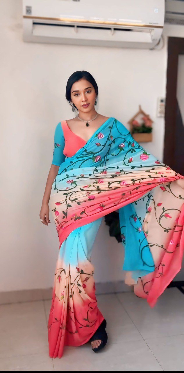 Multicolor Magic Georgette Ready-to-Wear Saree