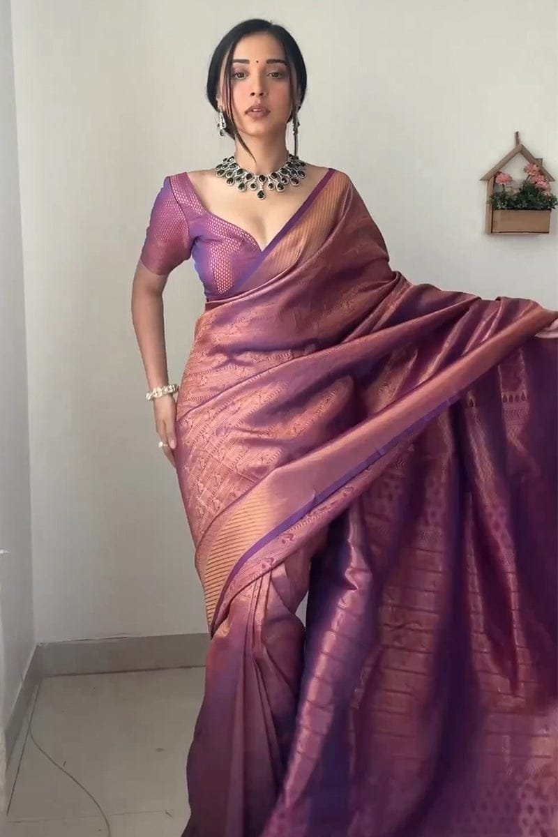 Royal Purple Kanjivaram Silk Handloom Saree