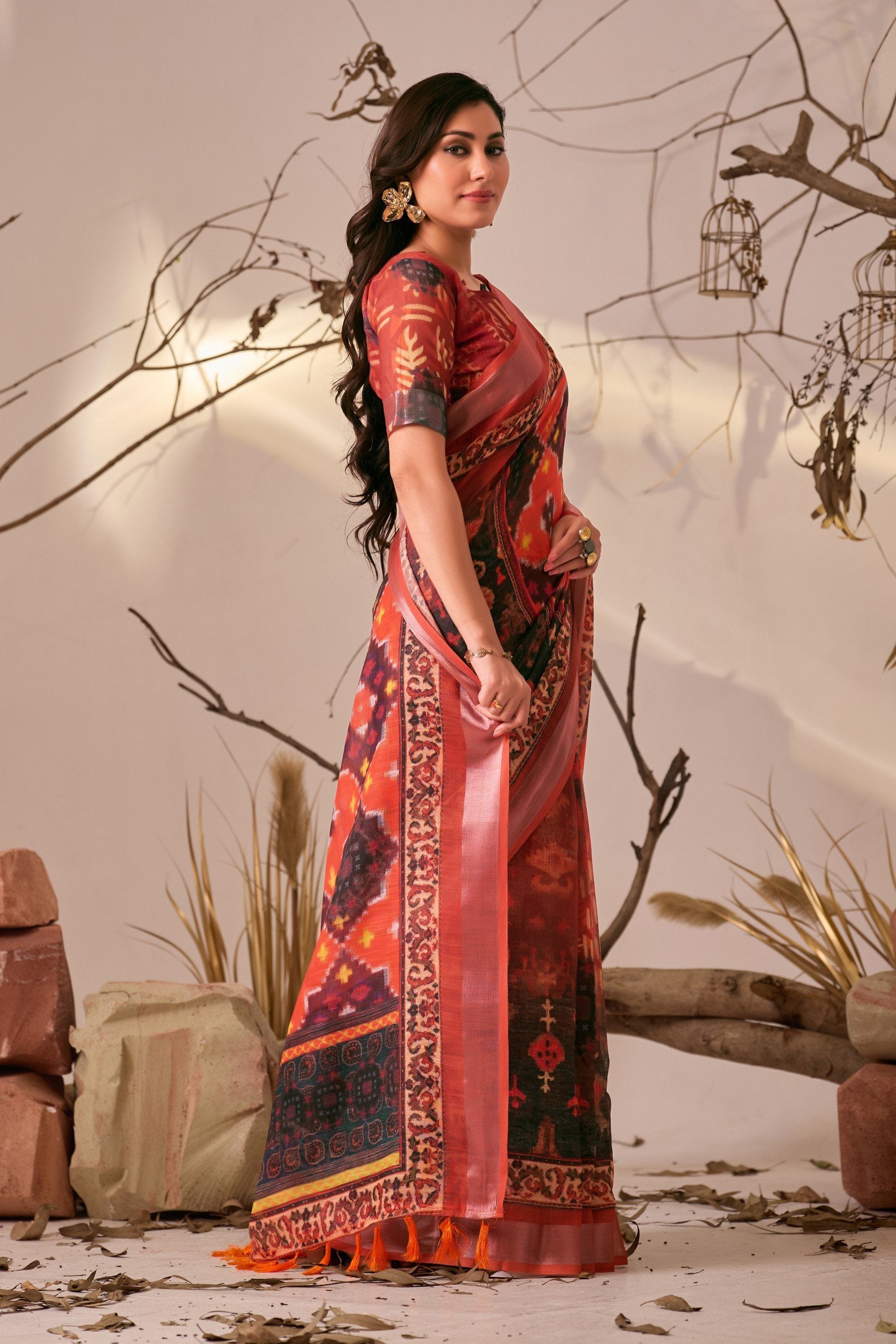 Premium Ikat Elegance in Linen Cotton