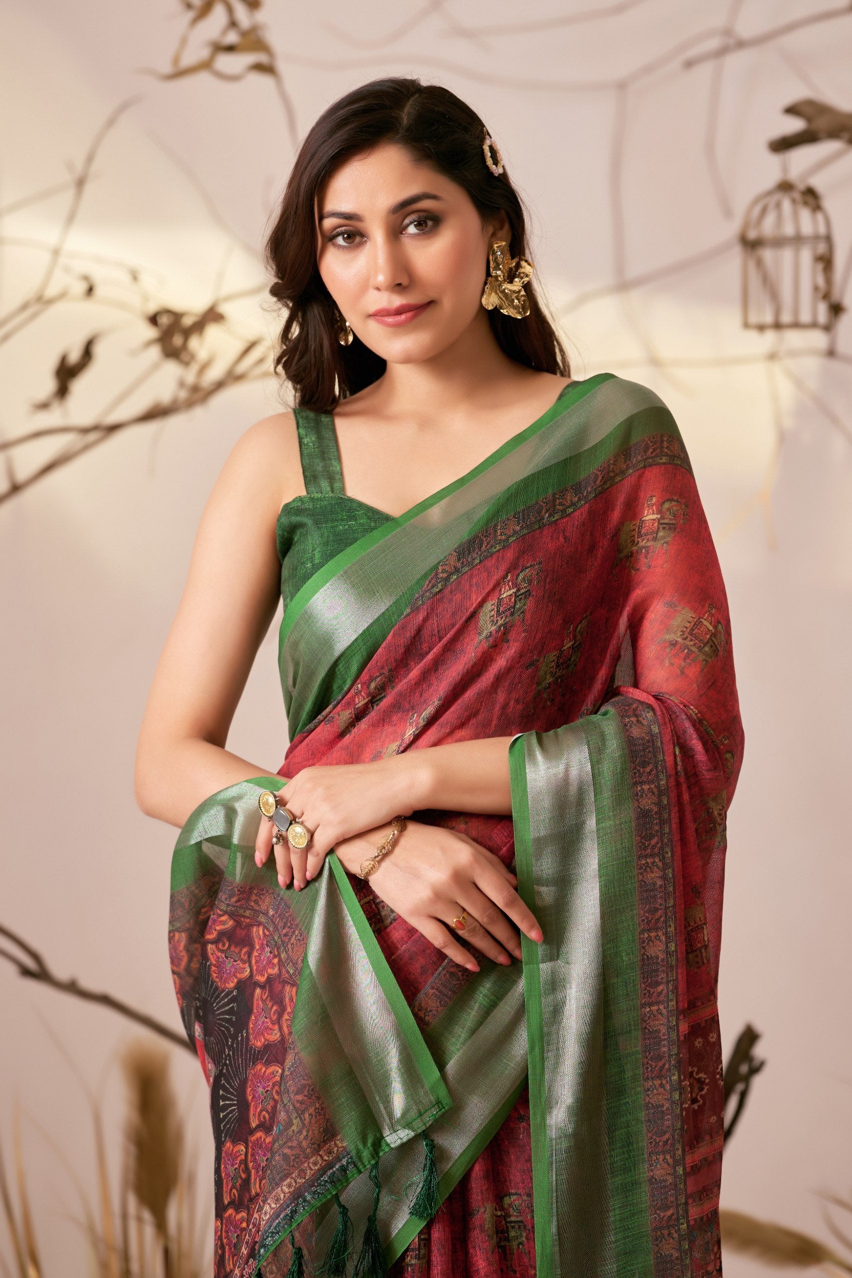 Traditional Grace in Linen Cotton Saree