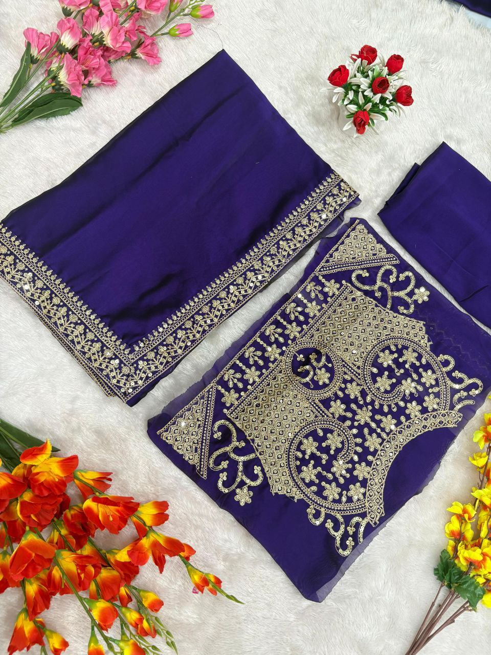 Premium Rangoli Silk Coding & Sequins Work Saree