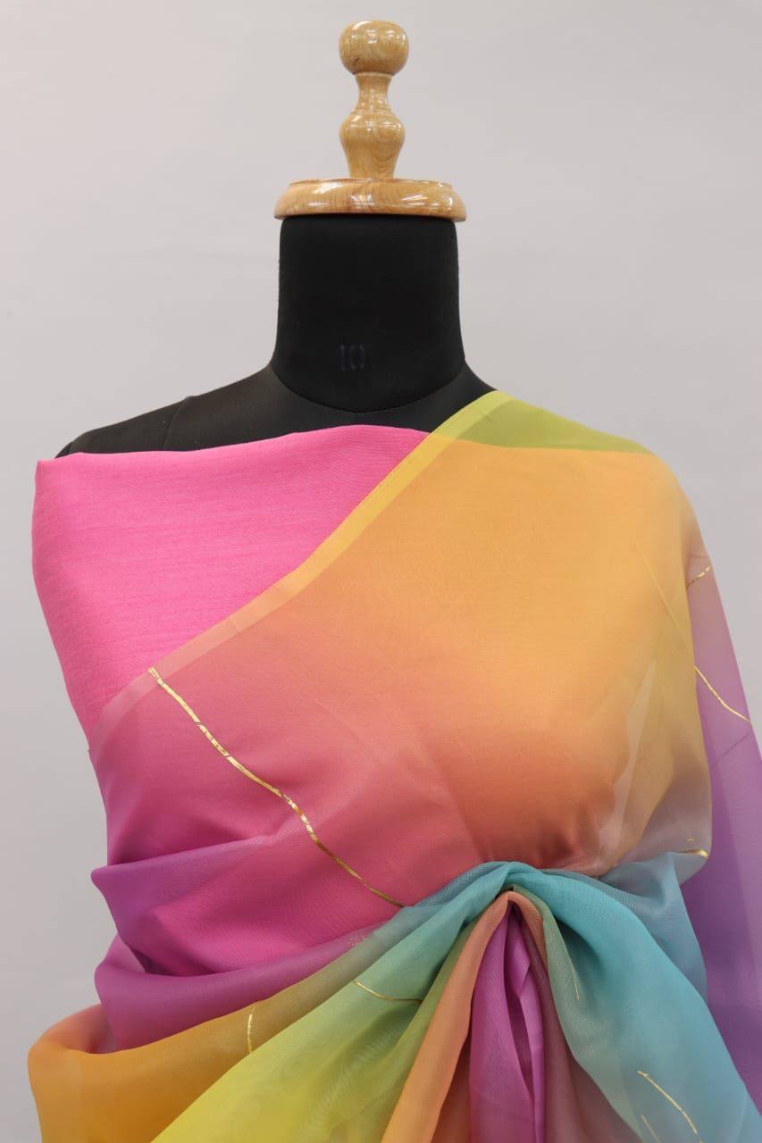 Soft Pure Organza Saree with Foil Print Work