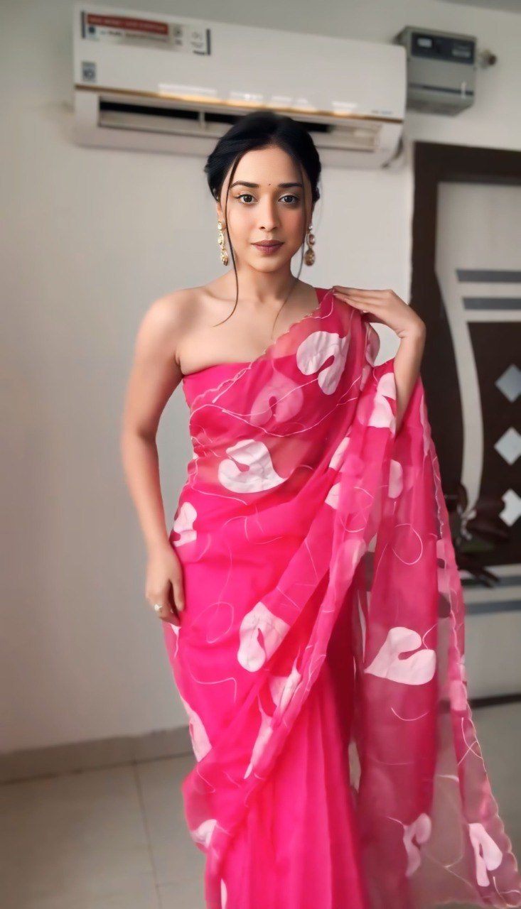 Elegant Printed Organza Saree