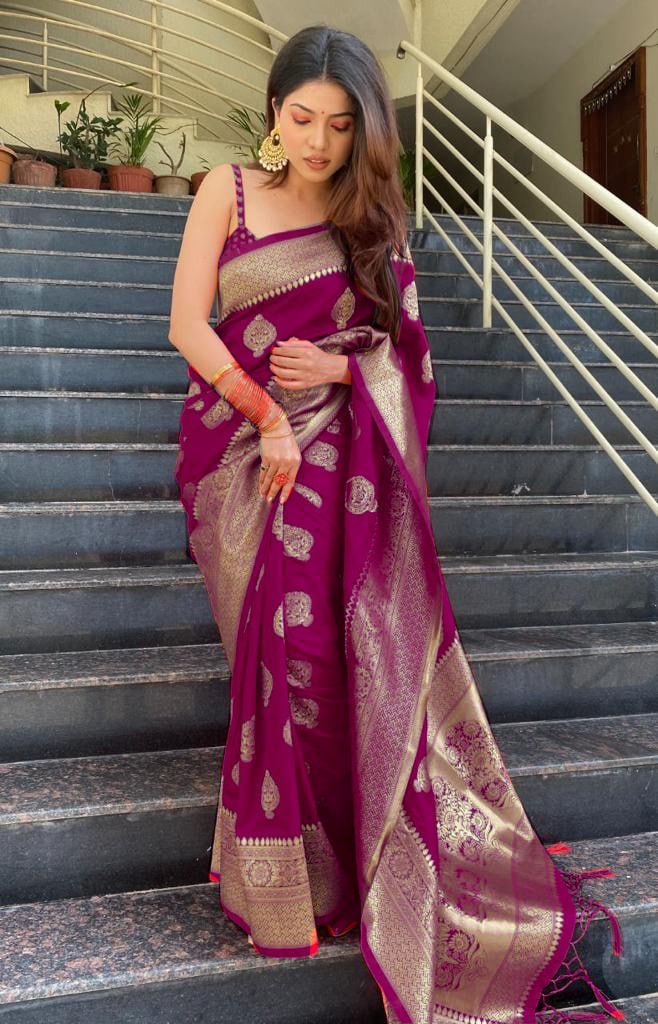 Banarasi Soft Silk Saree with Rich Zari & Jacquard Weave