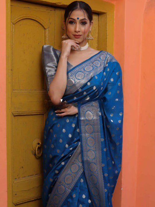 Banarasi Soft Silk Saree with Traditional Zari Motifs