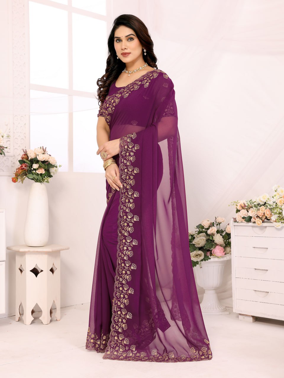 Elegant Georgette Saree with Matching Blouse