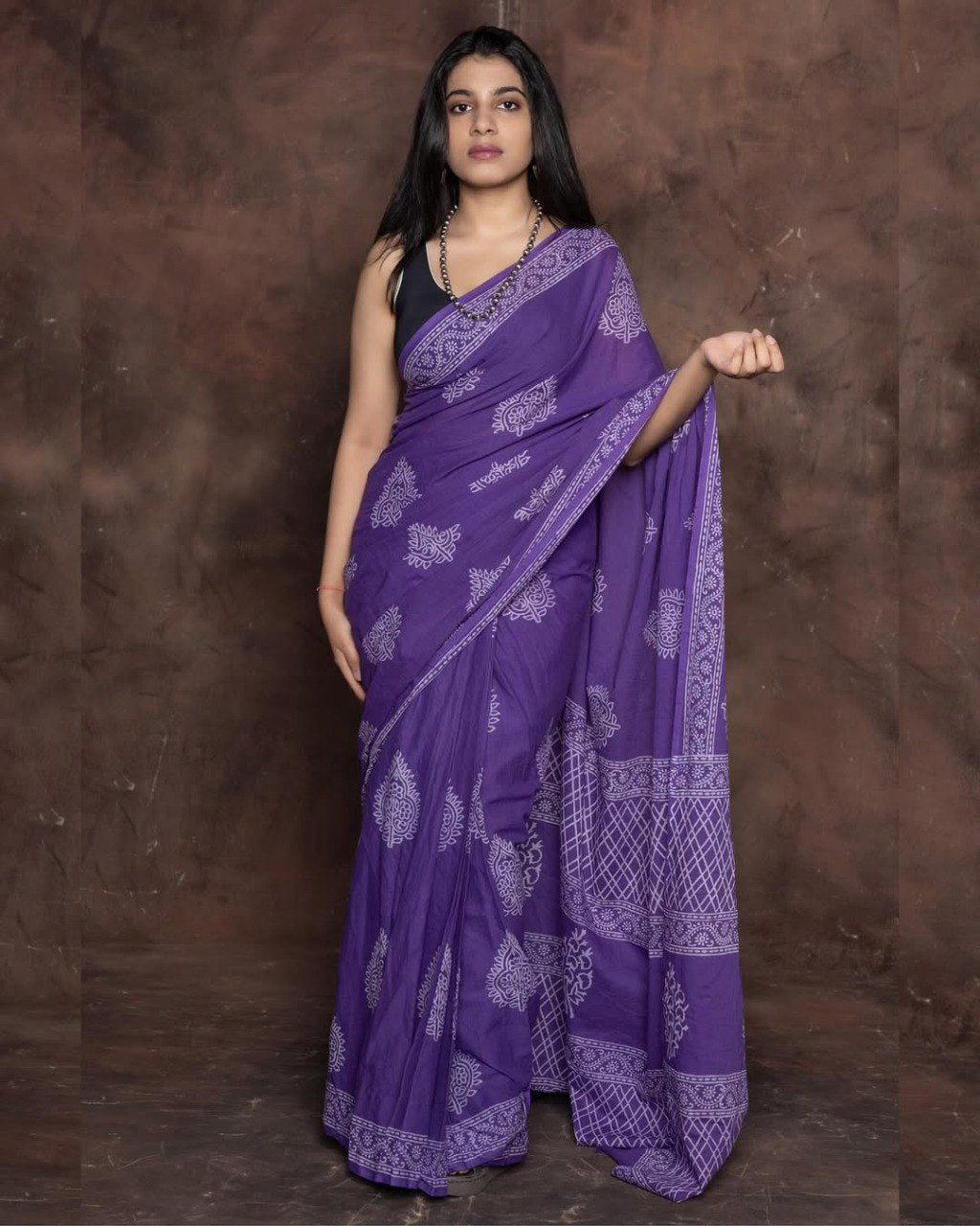 Ready to Wear Mul Cotton Printed Saree with Pocket & Silk Blouse