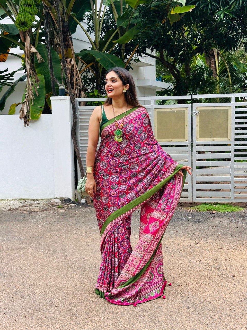 Ready to Wear Crepe Silk Printed Saree with Silk Blouse