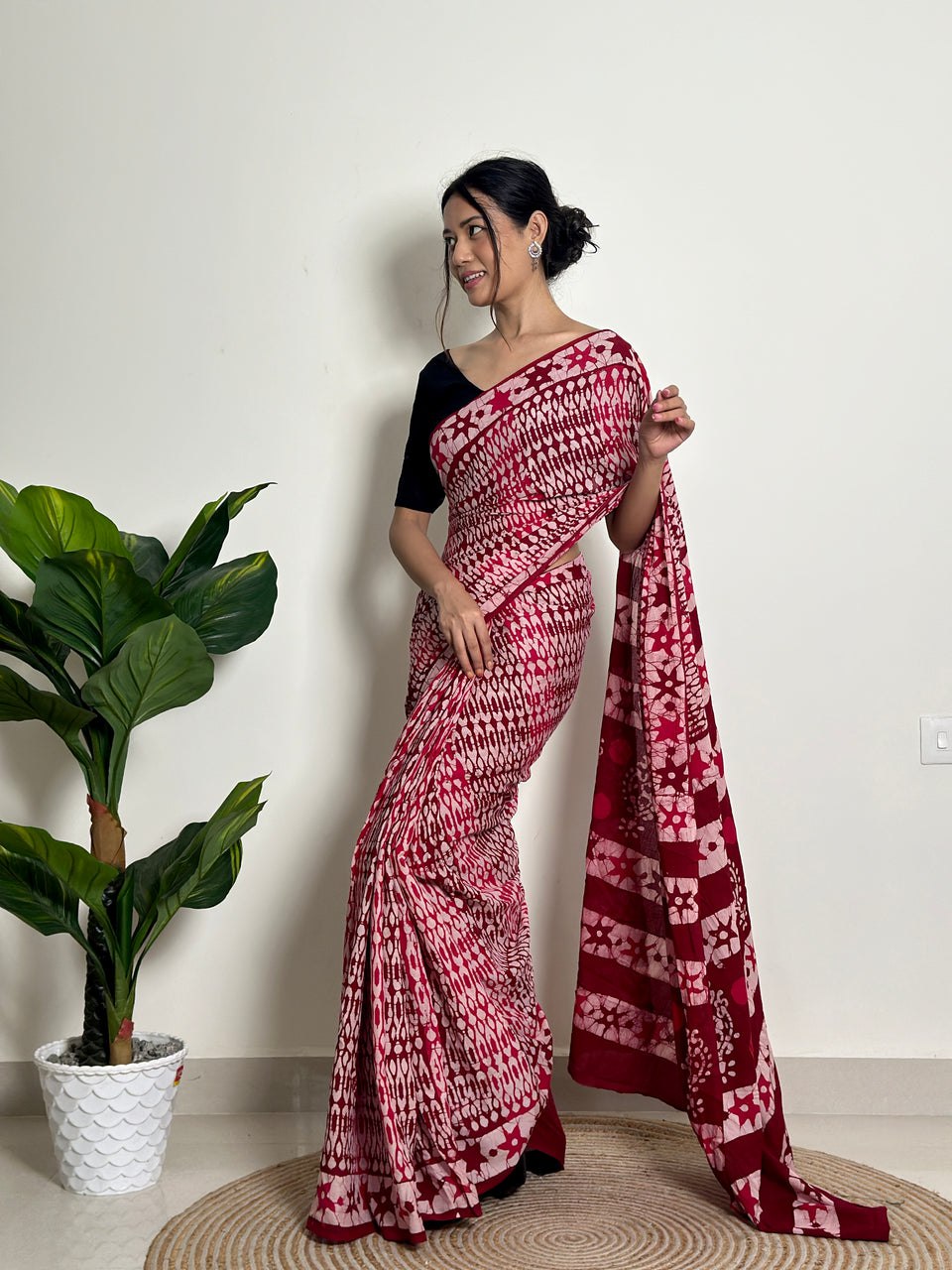 Ready To Wear Mul Cotton Printed Saree with Pocket