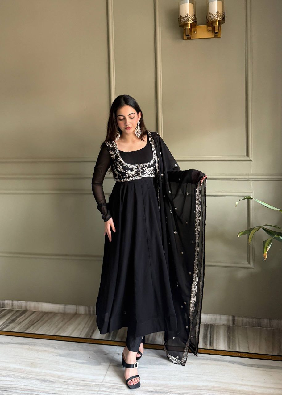 Designer Heavy Fox Georgette Anarkali Gown Set