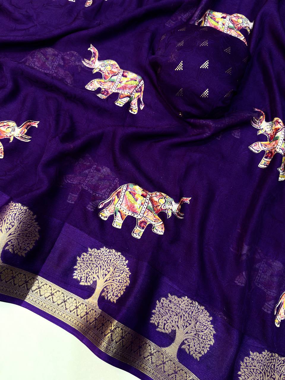 Premium Foil Work Marsh Mellow Saree