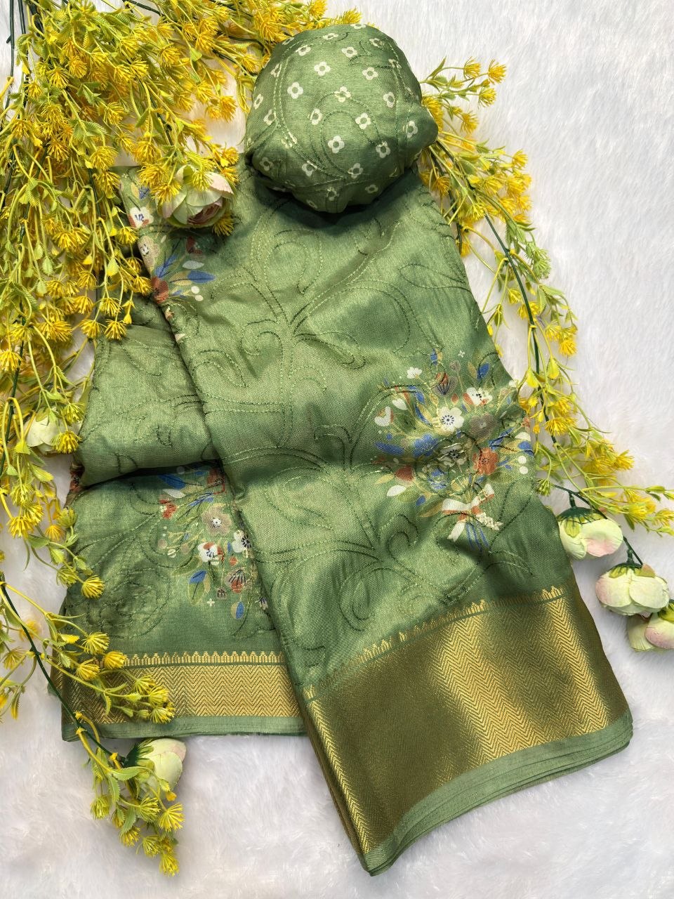 legant Embroidery Work Saree