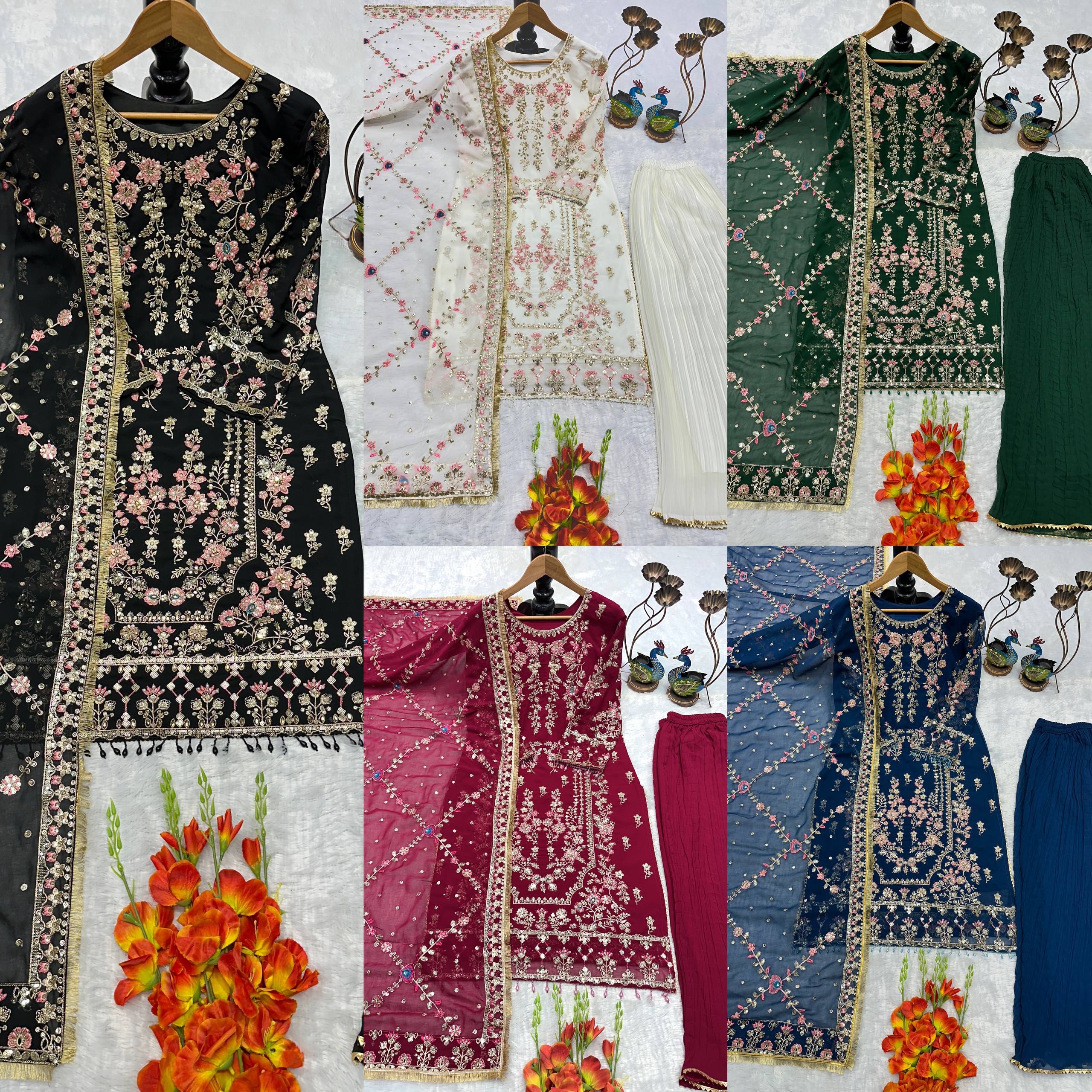 New Designer Party Wear Kurti Pant Set with Fancy Dupatta