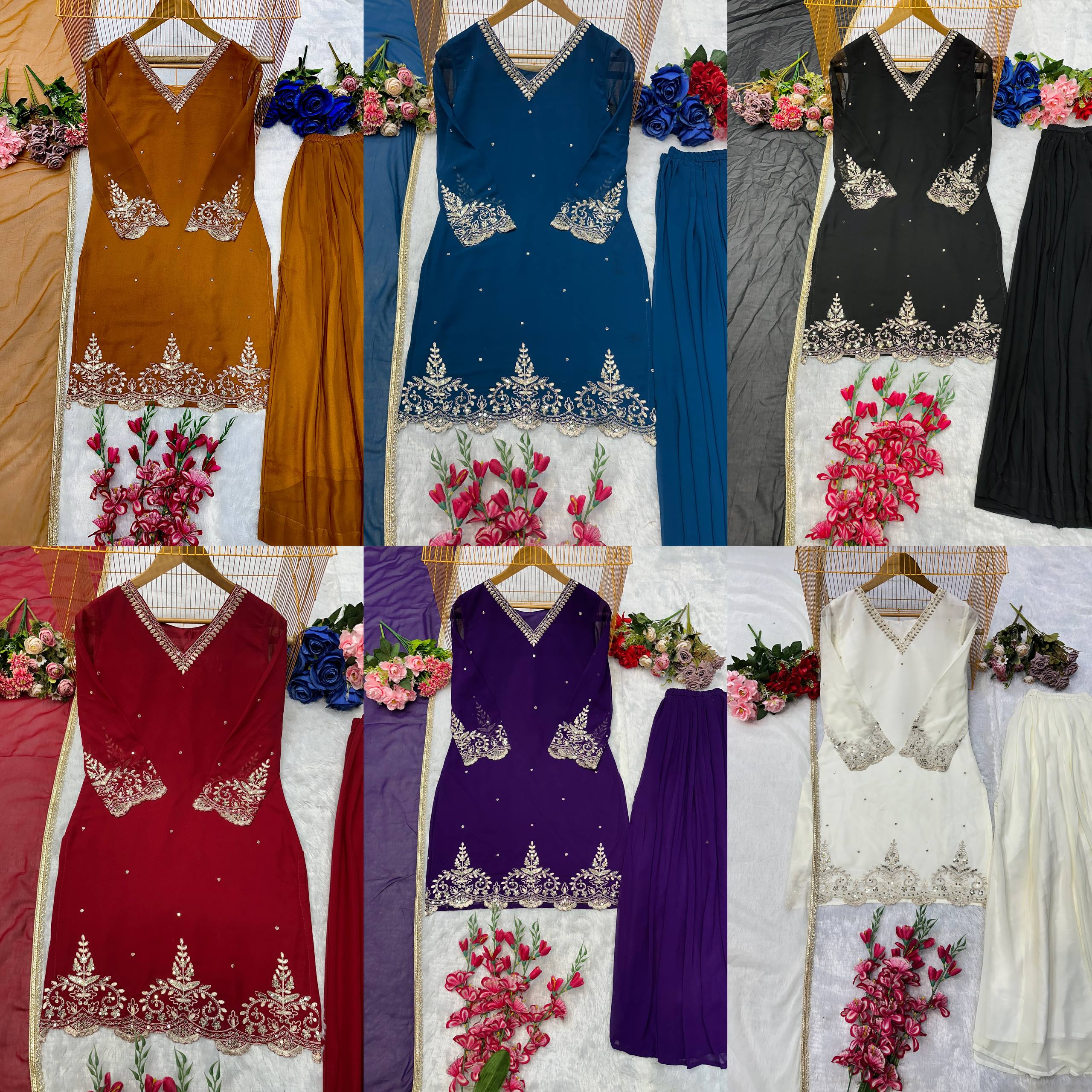 New Designer Party Wear Top Palazzo Set with Fancy Dupatta