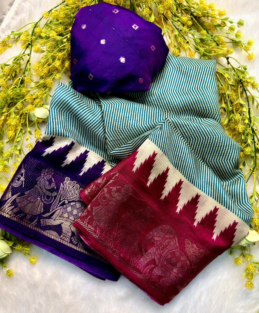 Dola Crushed Silk Saree with Designer Border
