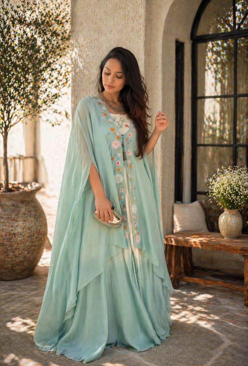 Super Trending Party Wear Shrug with Lehenga